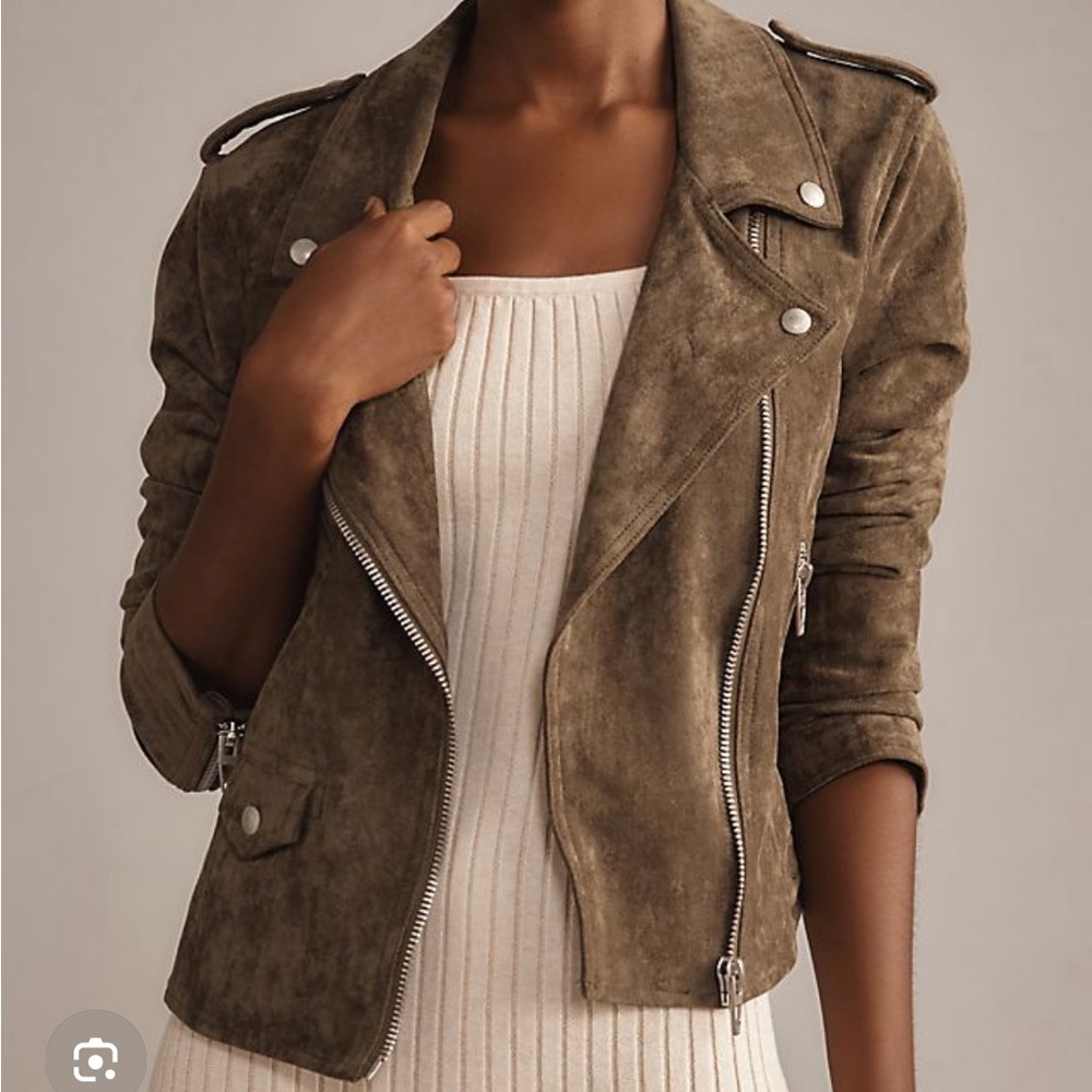 NWT Blank NYC Faux Tan suede “take a hike” jacket | Anthropologie